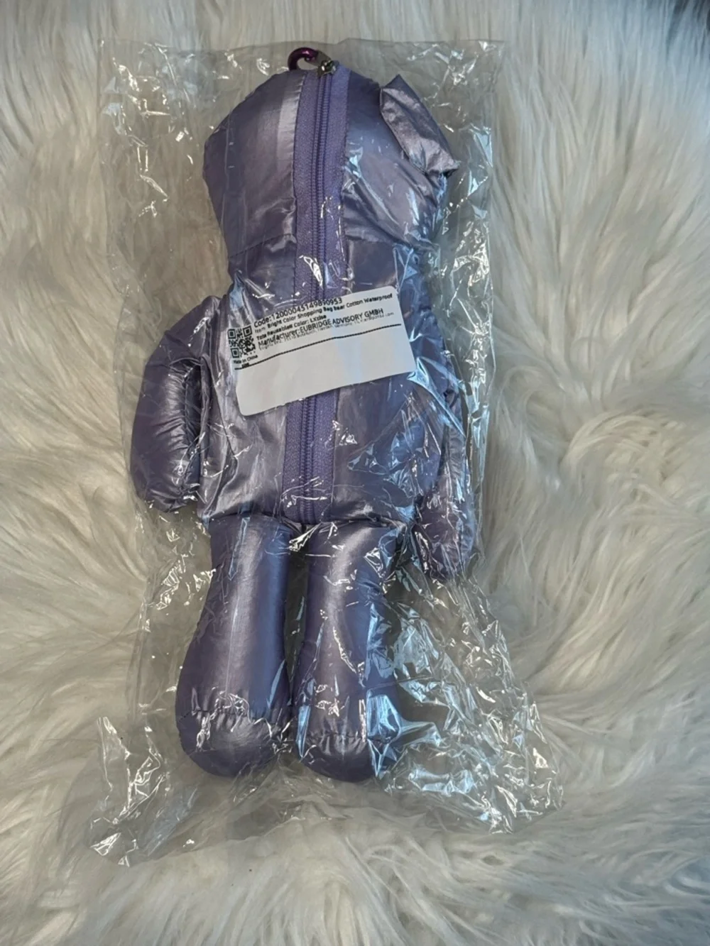 New Arrivals! Metallic Lavender Tote Bag with Bear 🐻 Charm 2 in 1 Bag